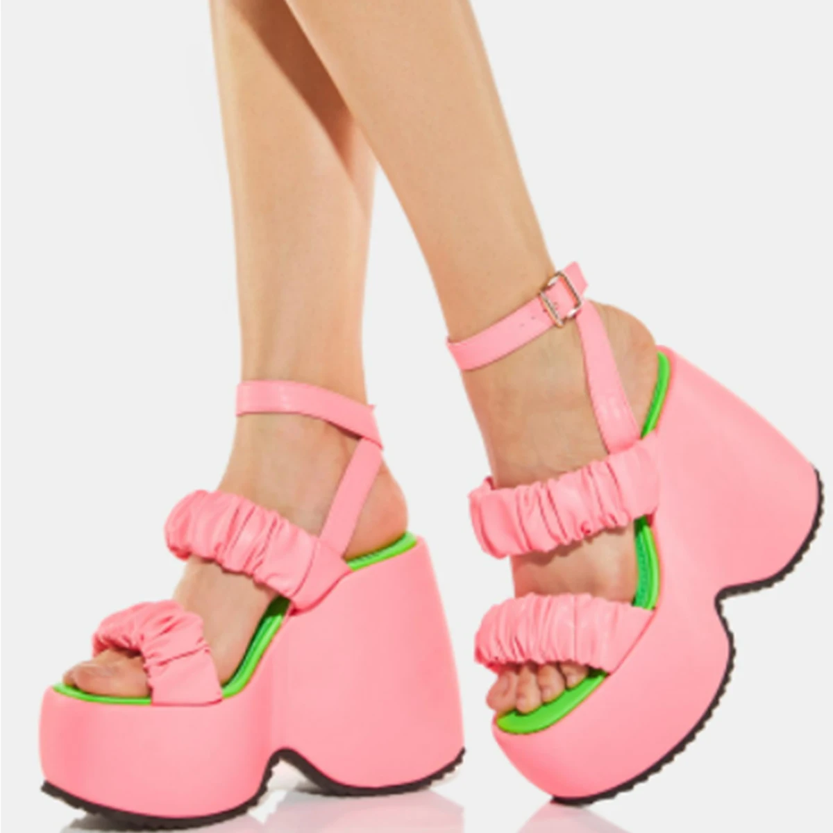 

Summer Pumps Shoes Open Toe Back Strap Slingbacks Block High Heels Platform Sandals Women