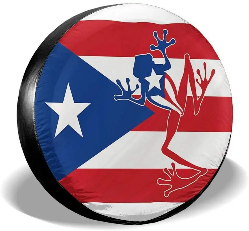 

Puerto Rico Coqui Flag Spare Tire Cover Waterproof Dust-Proof UV Sun Wheel Tire Cover Fit for Jeep,Trailer, RV, SUV and Many Veh