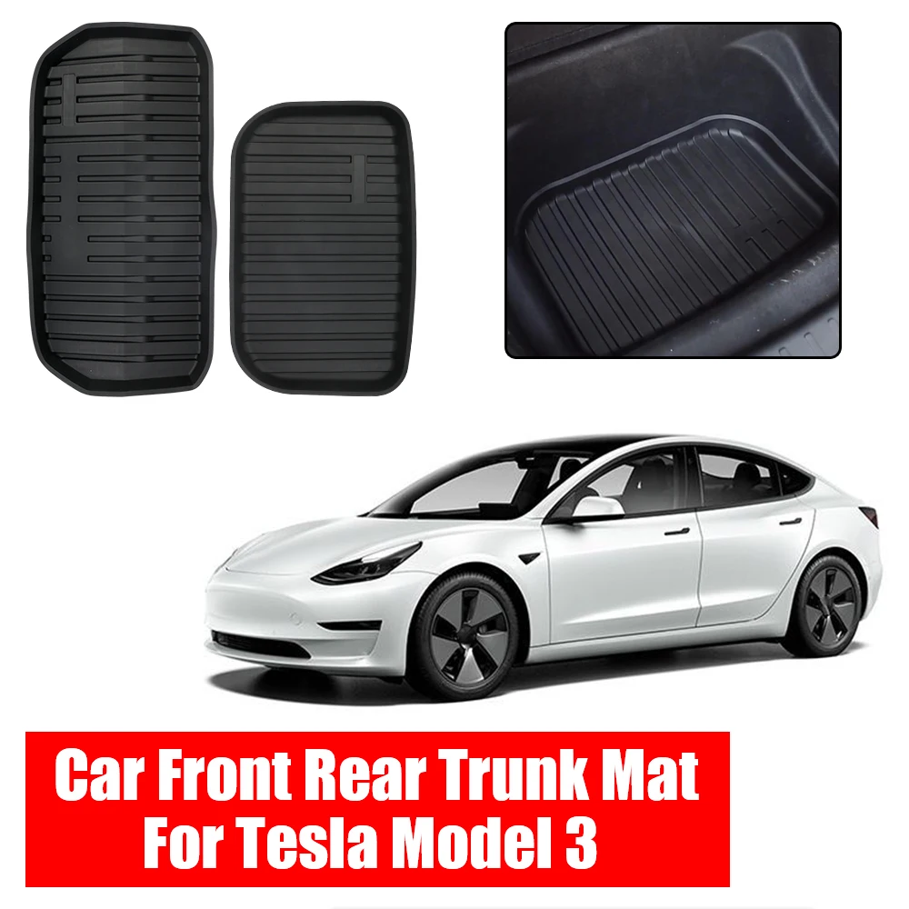 

Коврики для багажника Tesla Model 3, чехлы для переднего и заднего багажника, водонепроницаемые противоскользящие защитные накладки, аксессуары ...