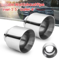 2pcs universal car exhaust muffler pipe exhaust tips exhaust pipe tail tube dual wall angle cut outlet nozzle 63mm 101mm