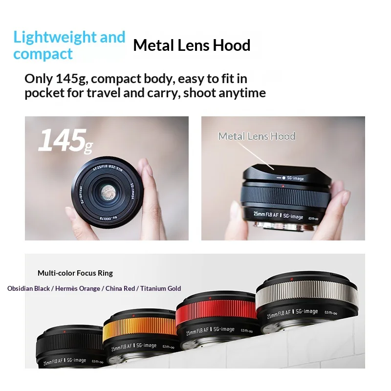 Фото Объектив SG Image 25mm F1.8 AF APS-C с автофокусом и большой апертурой для портретной съемки, с бесшумным мотором STM, для Sony E ZVE10 A7, Fuji X, Nikon Z №2