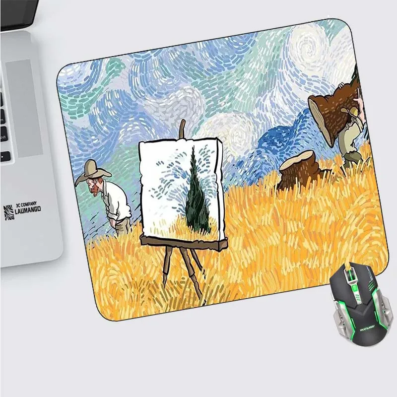 

Милый коврик для мыши с изображением Ван Гога, ПК, игровой компьютерный Настольный коврик, коврик для мыши, стеклянные игровые аксессуары, к...