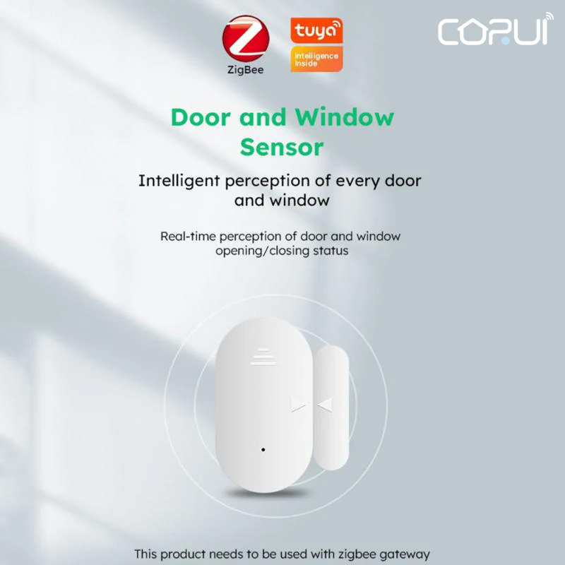 

CoRui Tuya Zigbee 3.0 Door Window Sensor Open Detectors Smart Security Alarm Multi-purpose Application For Bedroom Garage Kitche