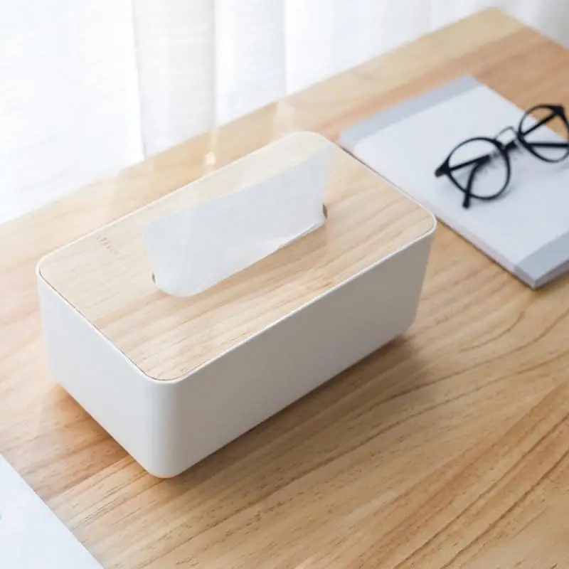 

Simple Fashion Paper Towel Holder Solid Wood Napkin Holder Box Tissue Box Wooden Lid Toilet Paper Box Household Car Storage Box