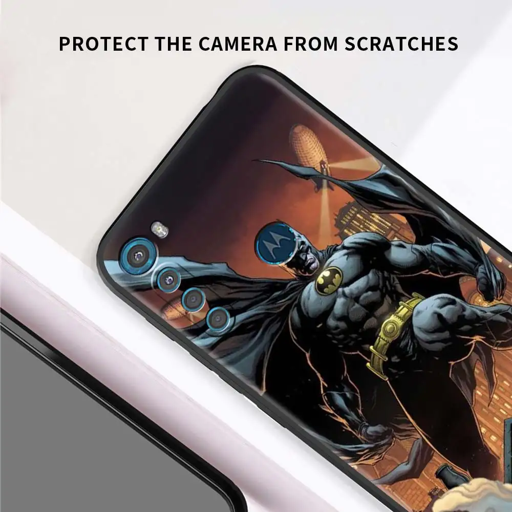 black phone case for motorola moto g30 g60 g9 play one fusion g8 power e6s flexible coques one hyper sac batman logo free global shipping