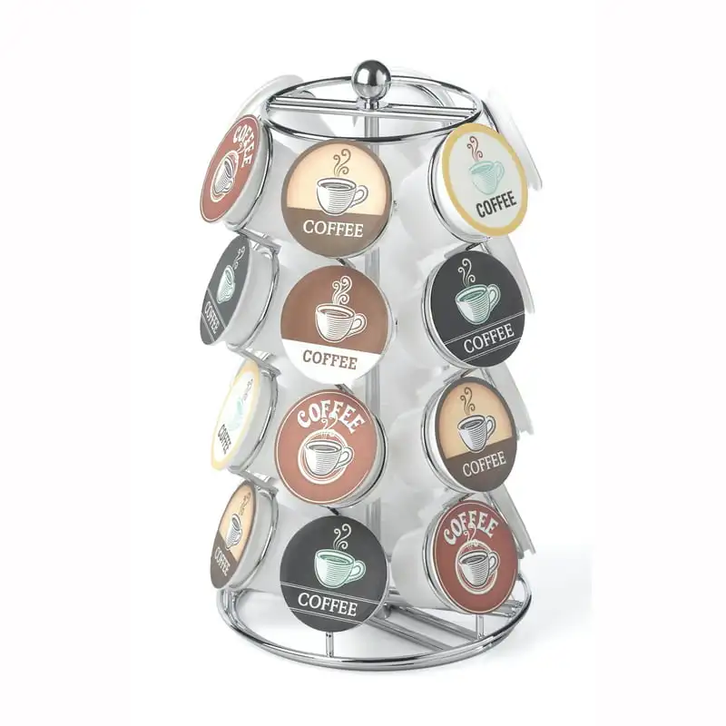 

Coffee Pod Carousel – Compatible with K-Cups, 24 Pod Capacity, Chrome