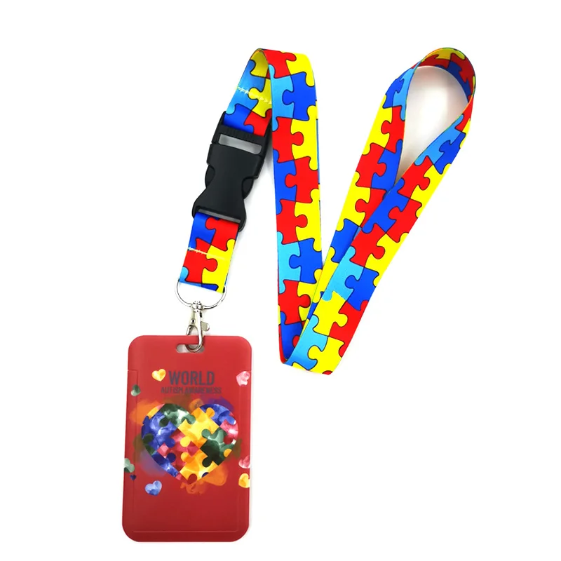 

Autism pattern red Credit Card ID Holder Bag Student Women Travel Bank Bus Business Card Cover Badge Accessories Gifts