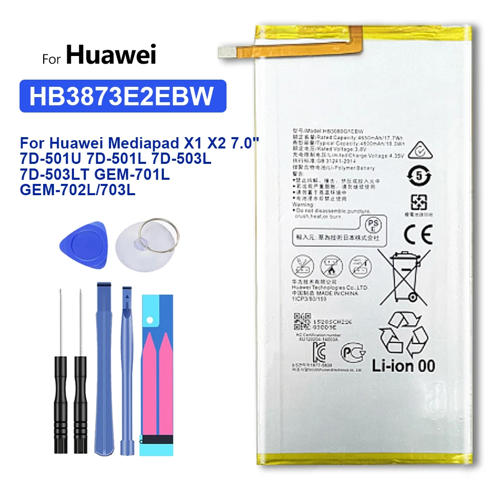 

HB3873E2EBC Battery For Huawei Mediapad Media Pad X1 X2 7.0"/7D-501U 7D 501U 7D-501L 7D-503L 7D-503LT GEM-701L GEM-702L/703L