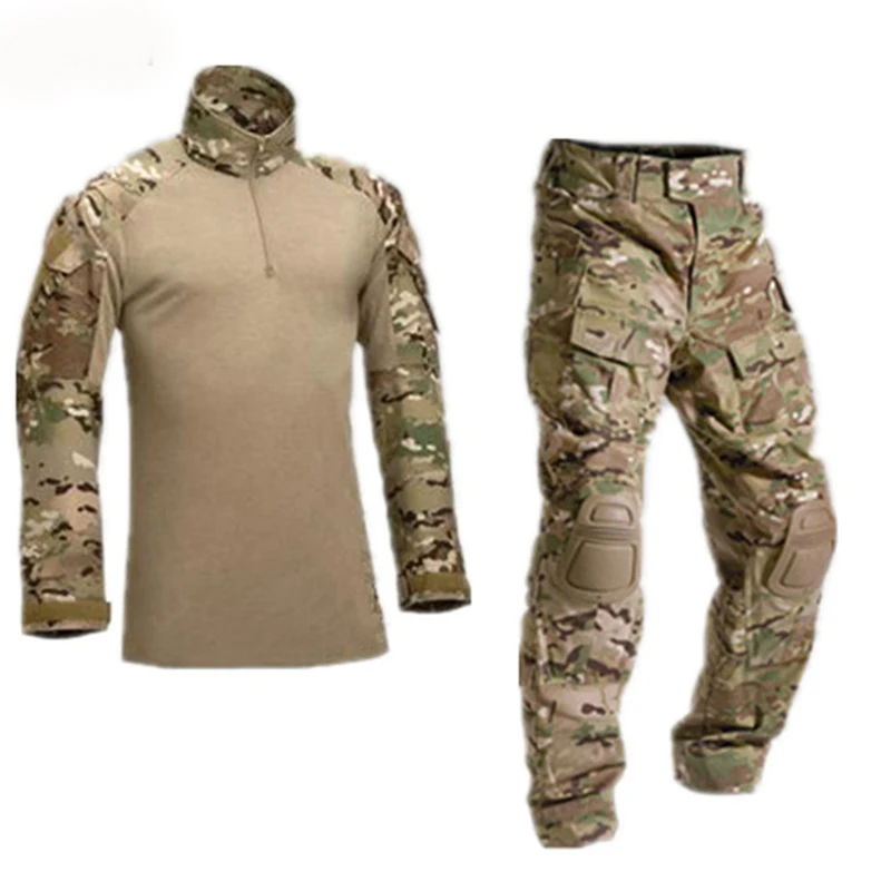 

Army Military Uniform Camouflage Tactical Combat Suit Airsoft War Game Clothing Shirt + Pants Elbow Knee Pads