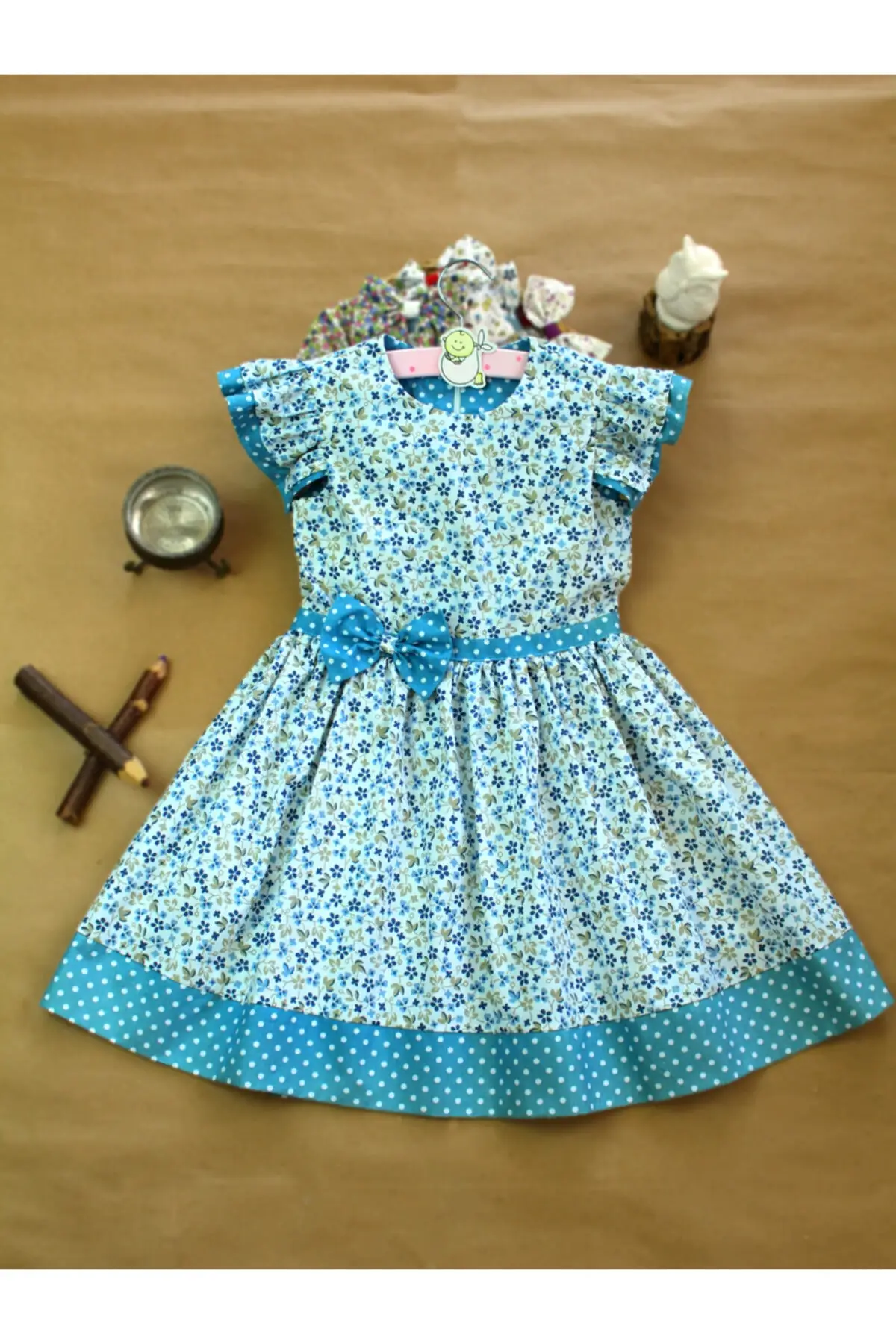 

Girl's polka dot detailed sleeveless dress 100 cotton polka dot dress clothing