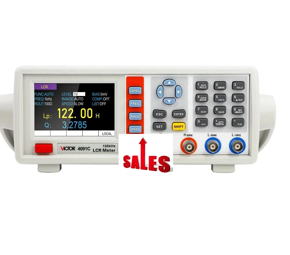 VICTOR 4091C Настольный измеритель LCR цифровой 10-100 кГц Частота Индуктивность 9999H