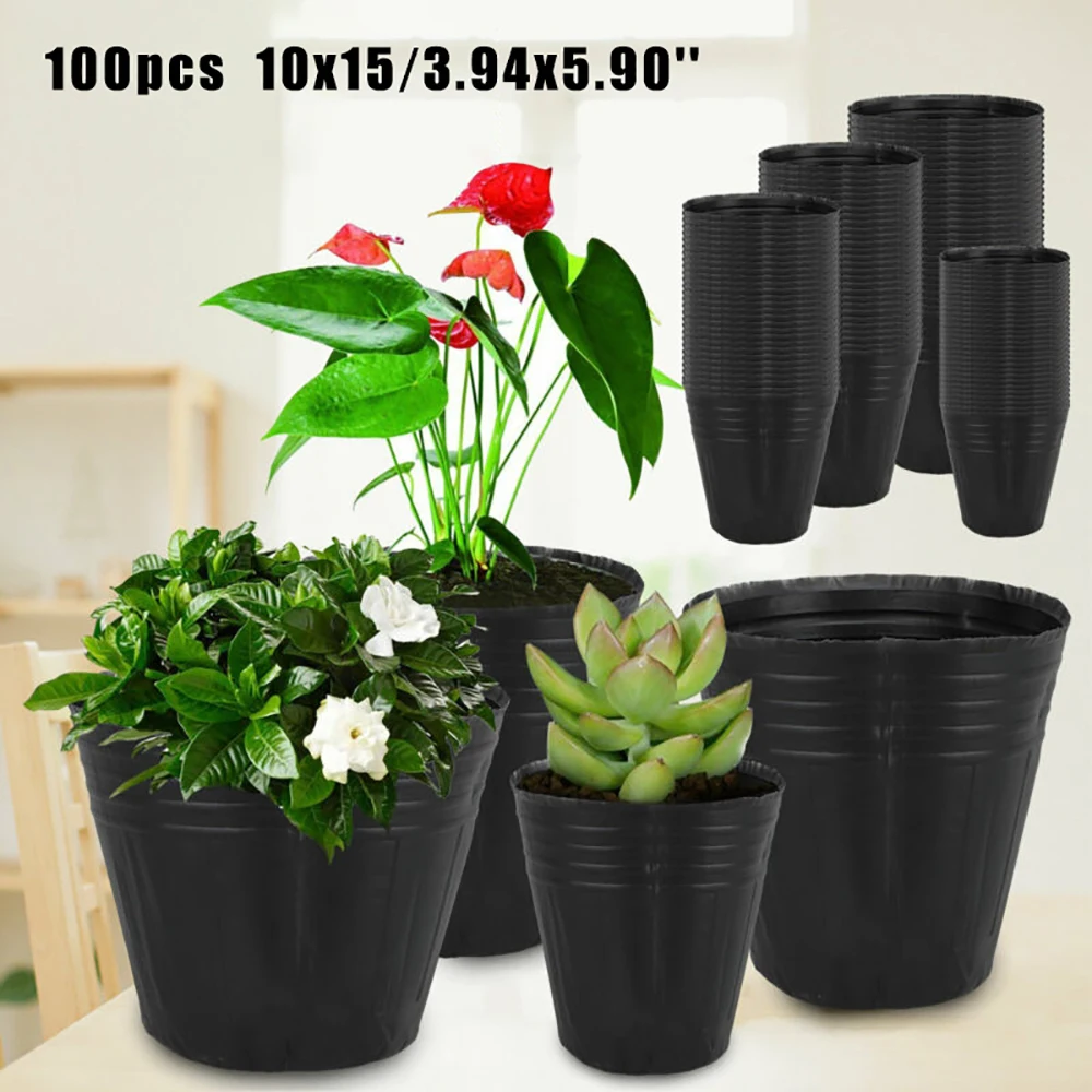 

100pcs Nursery Pots Outdoor Vegetable Flower Plant Plastic Pot Plant Growth Planters Nursery Pots For Home Garden Decoration