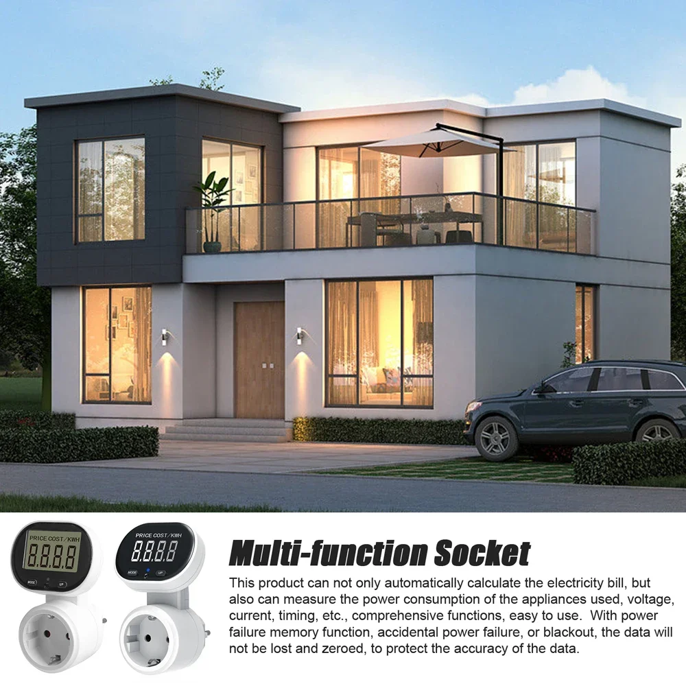 Европейская Розетка С 45. ° Вращение Большой Жк-дисплей Цифровой Счетчик