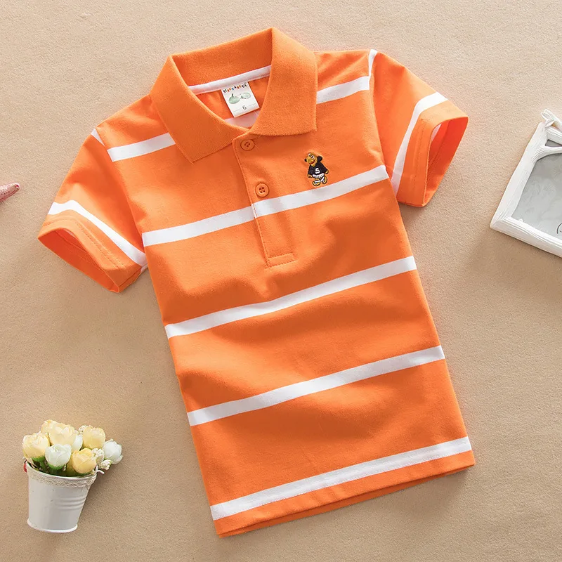 

Boys T Shirt Summer Fashion Cartoon Bear Embroidery School Clothes Little Girls Polo Shirts 3-14 Years Tops Toddler Sportswear