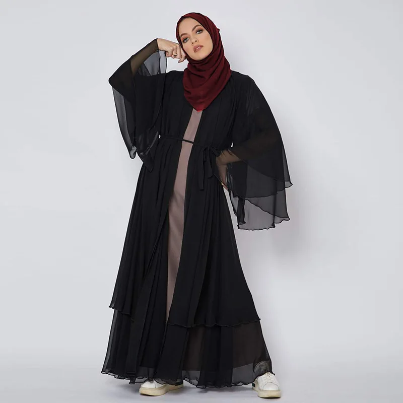 Кафтан открытая абайя кимоно кардиган Дубай абайя s для женщин Турция мусульманский хиджаб платье твердый мусульманский марокканский кафт...