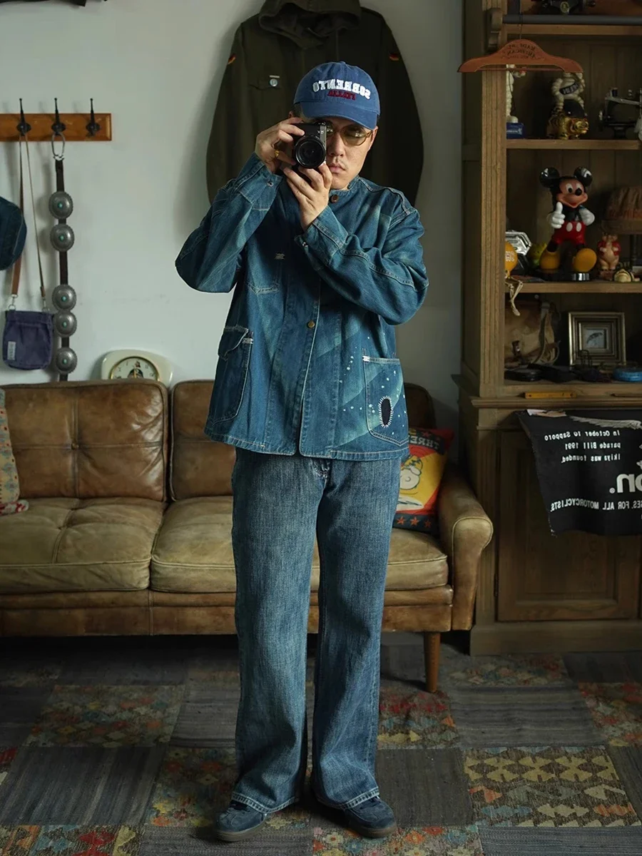 Второй заказ 13 унций женское джинсовое пальто винтажная Рабочая одежда