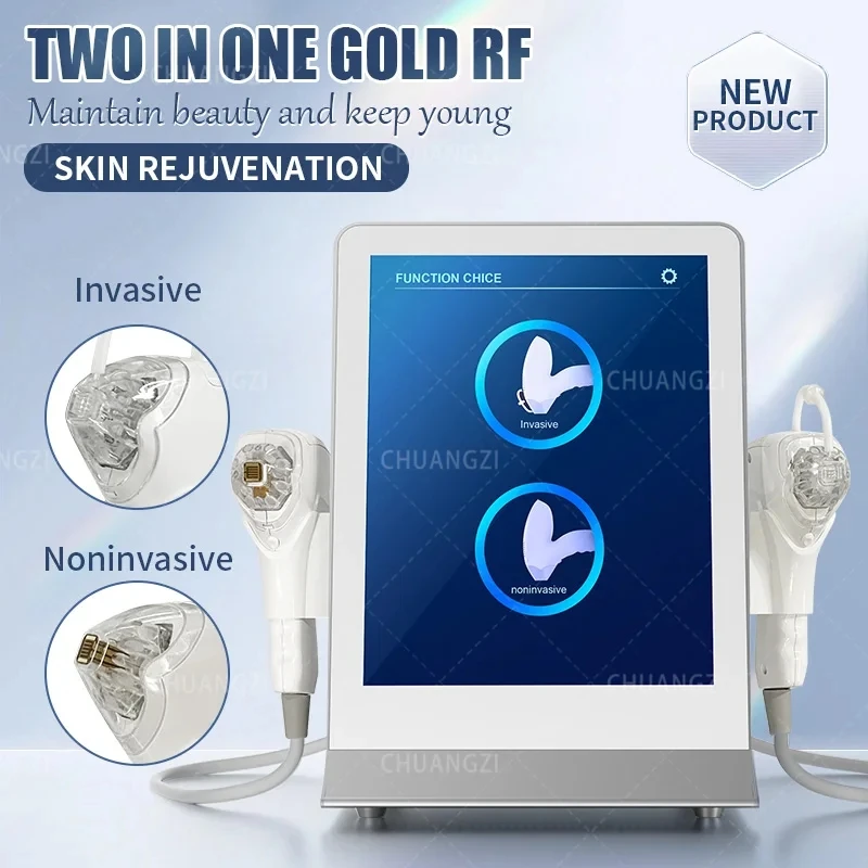 

Gold RF Fractional Microneedle Machine 2023 With Atraumatic RF Radio Frequency Skin Tightening Acne Scars Stretch Marks Salon