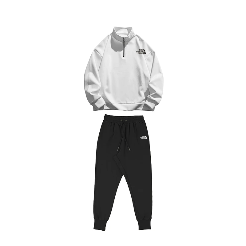

2023 Autumn and Winter Fashion Half Zip Jacket Stand up Collar Pullover Long Guards Pants Men's Loose Casual Set