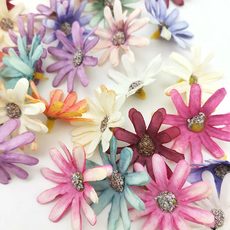 

(50pcs/pack) 40mm Artificial Multicolor Daisy Flower Heads Handmade DIY Wedding Home Decoration Christmas Wreath Scrapbooking