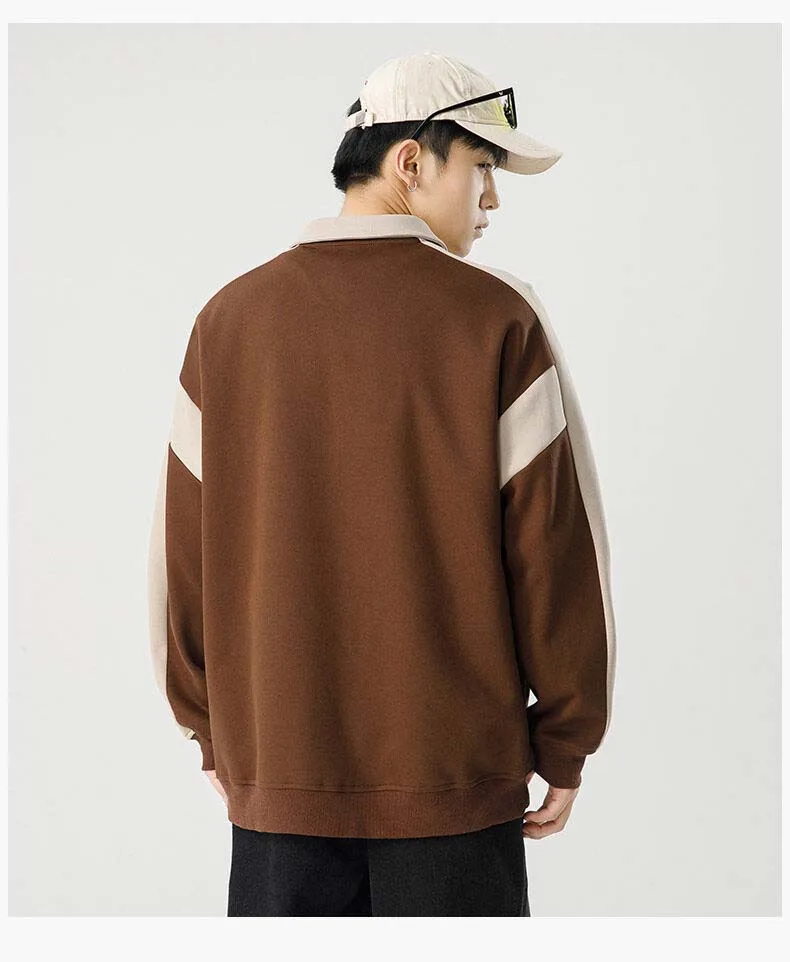 New Fashion Zipper Polo Golf Spring Autumn Shirt Men Casual Plain Korean Solid Color Long Sleeve Tops Clothing 2023