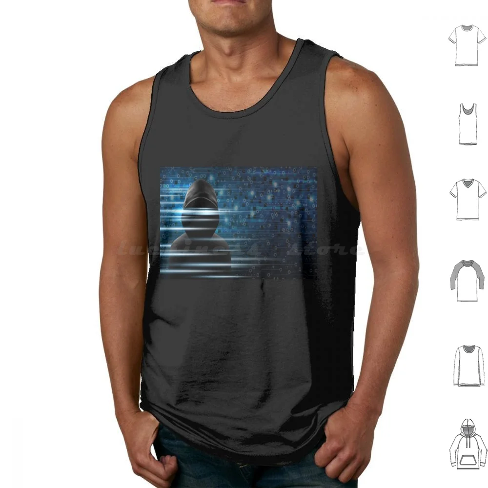 

Cybersecurity Concept Hacker And Technology Tank Tops Print Cotton Infosec Security Cyber Iot Internet Of Things Devops
