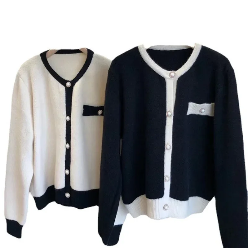 Свитер на пуговицах со свежим жемчугом кардиган женский винтажный светский