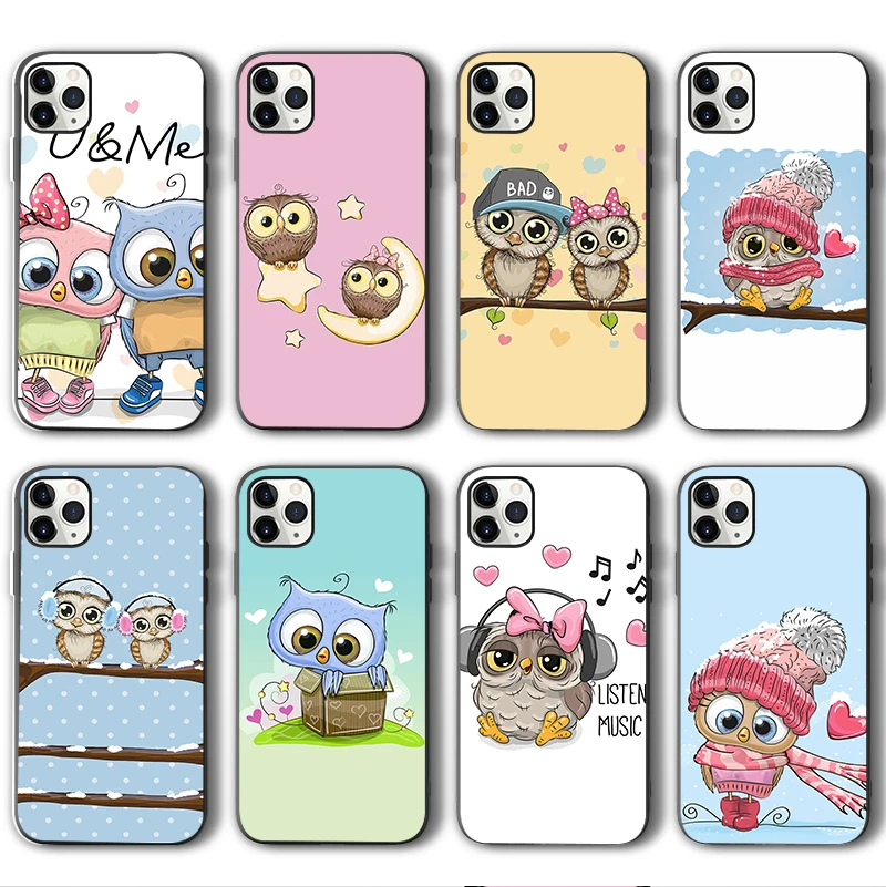 

Cartoon Cute Owl Fundas Phone Case for Iphone 7 8 6 6S Plus 12 13 11 Pro Max Mini XR X XS SE 2020 Luxury Silicone Bumper Cover