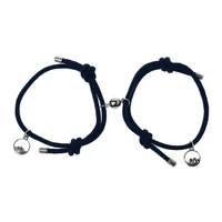 2pcs minimalist lovers matching friendship bracelet rope braided couple magnetic distance bracelet kit lover jewelry