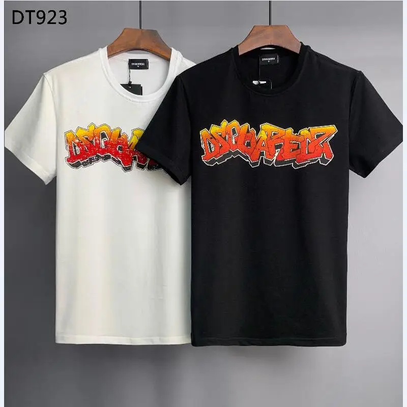 

Men's Simple Style Dsquared2 Letter Print Cotton Crew Neck T-Shirt Casual Brand Design Tops Graphic T Shirts Goth Clothes