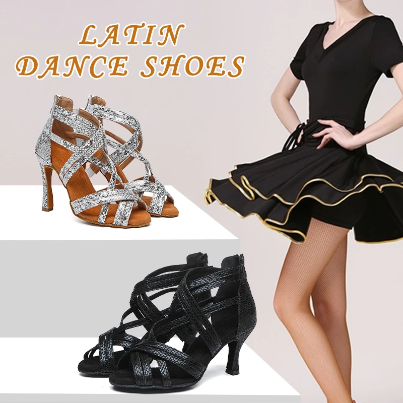 Hipposeus Women Dance Shoes Girls Latin Salsa Ladies Ballroom Dance Shoes Soft Bottom Modern Tango Sandals Jass Dance