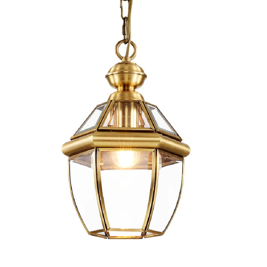 

Роскошный Медный Подвесной ретро-светильник LukLoy, классическое украшение для коридора, Подвесная лампа, медный корпус, стеклянный абажур, по...