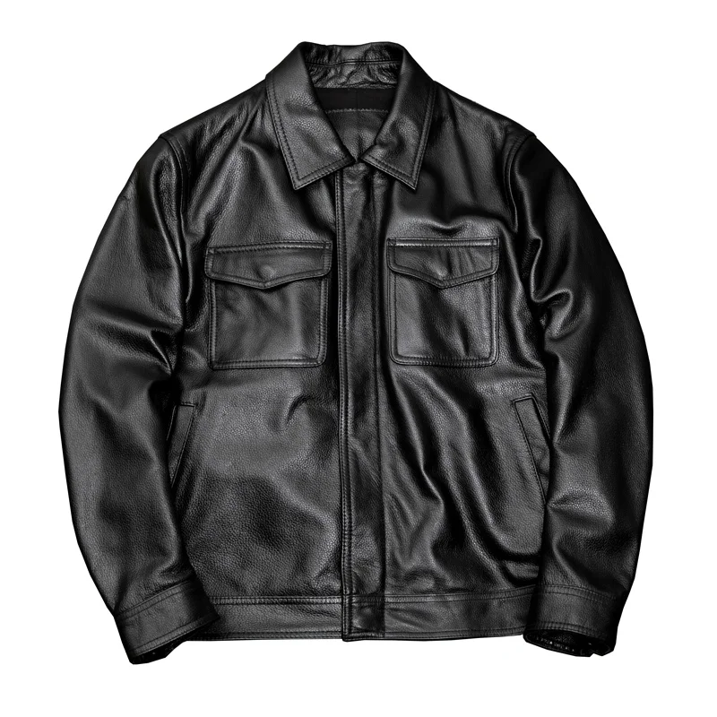 

Cowhide 2023 New Top Layer Motorcycle s Real Jacket Men Genuine Leather Vintage Style
