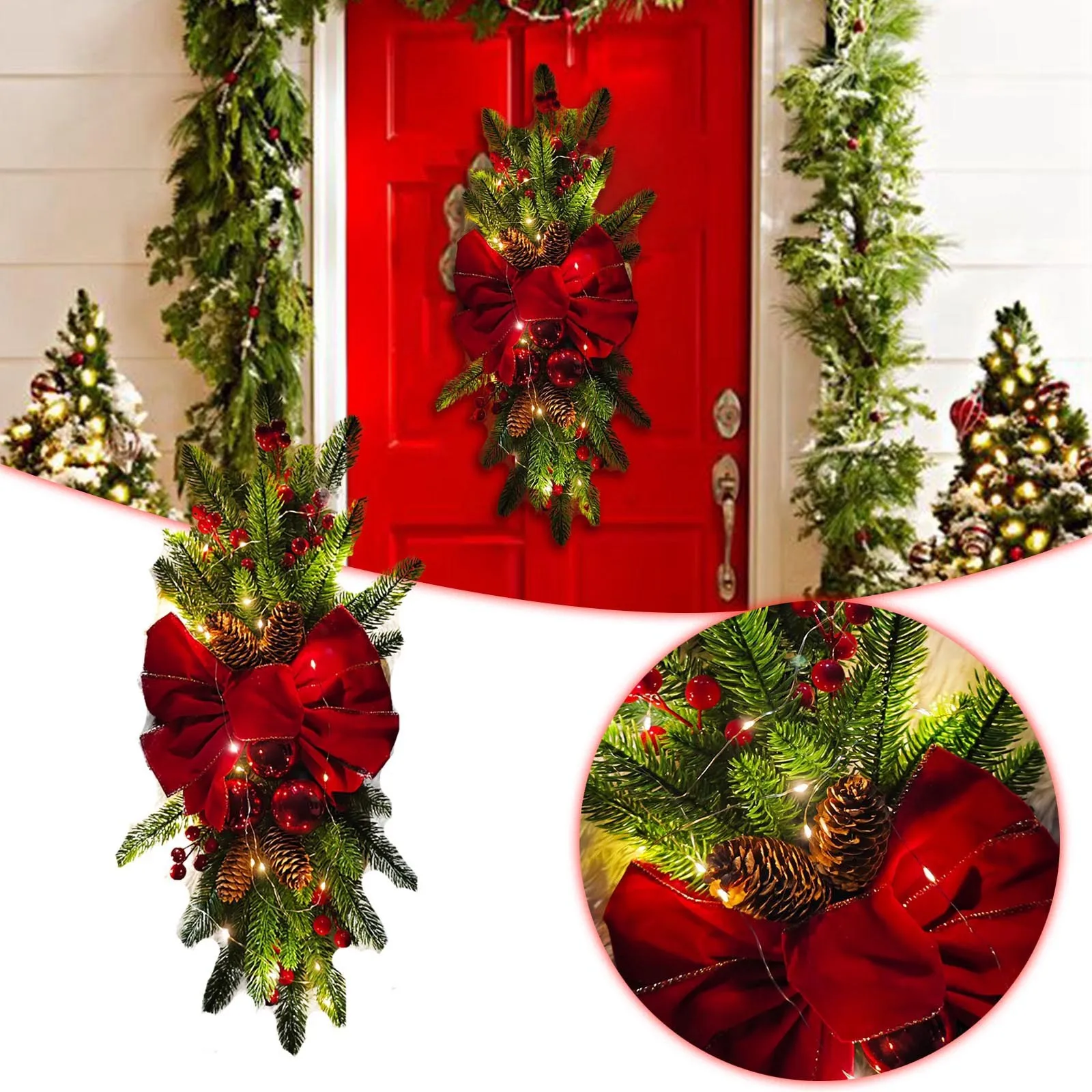 

Christmas Decorations Christmas Staircase Wreath Christmas Wreath Ornament Christmas Home Scene Decoration