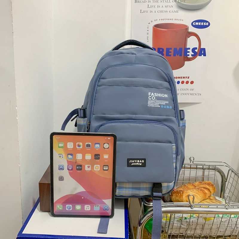 Est Solid Color New Waterproof Nylon Women Backpack Female Travel Bag Backpacks Schoolbag for Teenage Girls Solid Color Bookbag