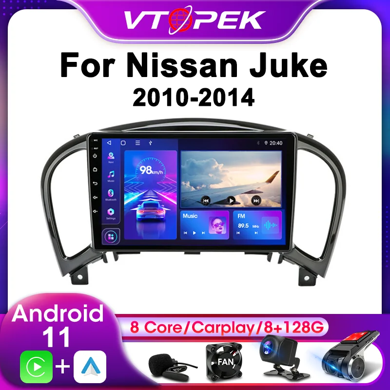 Vtopek 2Din For Nissan Juke YF15 2010-2014 4G Android 11 Car Stereo Radio Multimedia Video Player Navigation GPS Head Unit