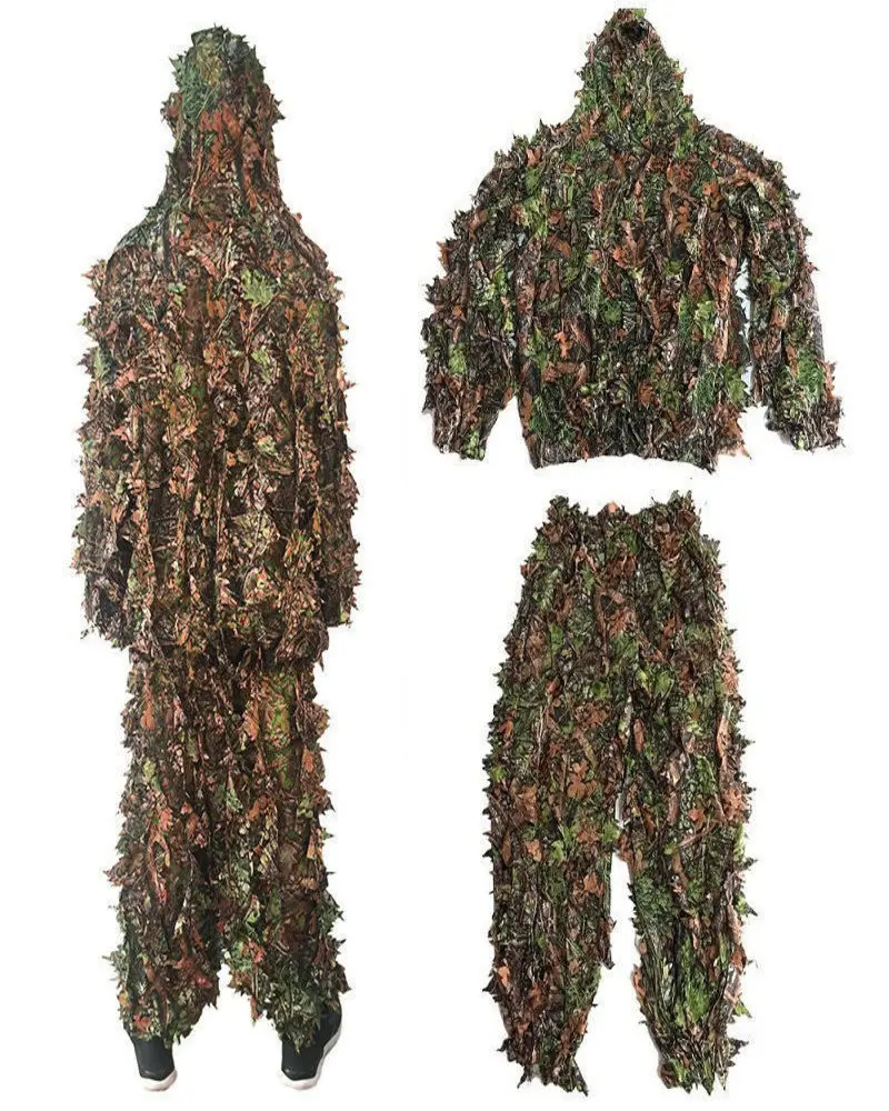 

Hunting Clothes 3D Bionic Ghillie Suits Men Women Kids Outdoor Sniper Camouflage CS Airsoft Clothing Hunting Pants Hooded Jacket