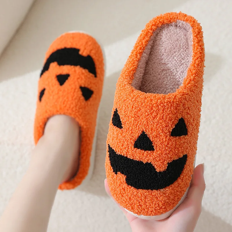 

Halloween Slippers Men Soft Cozy Indoor Footwear Shoe Women Winter Warm Cartoon House Funny Shoes Ghost Face Pumpkin Slides