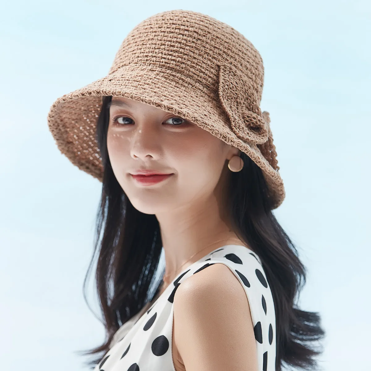 PTAH-sombrero de paja enrollable de ala ancha para mujer, gorra de playa plegable, ligera, transpirable, protección solar, UPF 50 +, 2021
