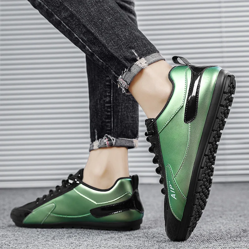 Кроссовки мужские с низким вырезом модные повседневные Яркие Кожаные на