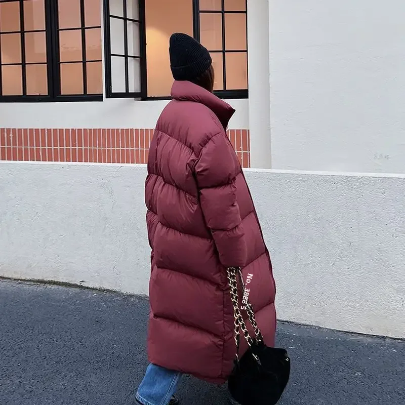 Женское длинное хлопковое пальто зимнее Свободное в Корейском стиле новинка 2024