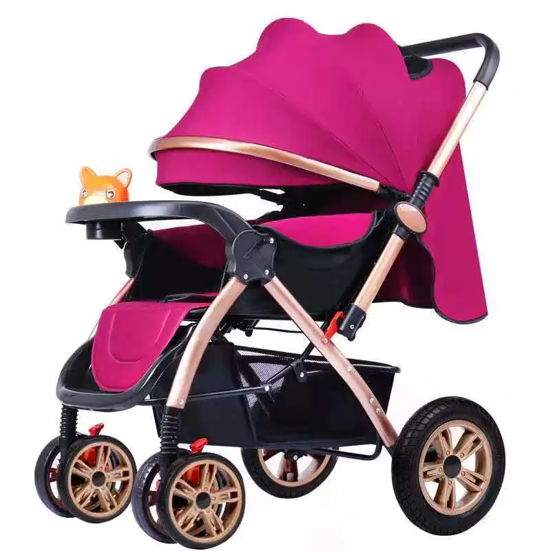 9912FHigh Landscape Baby Stroller Can Sit, Reclining, Folding Four-wheel Shock Absorber Two-way Child Baby Stroller