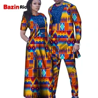 african dresses for women bazin mens shirt and pants sets lover couples clothes print yarn dress african design clothing wyq286