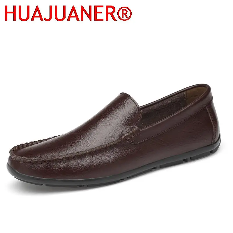 

Men's Genuine Leather Shoes Retro Soft Anti-slip Rubber Loafers Shoes Man Casual Driving Shoes Business Bureau Gentleman Flats