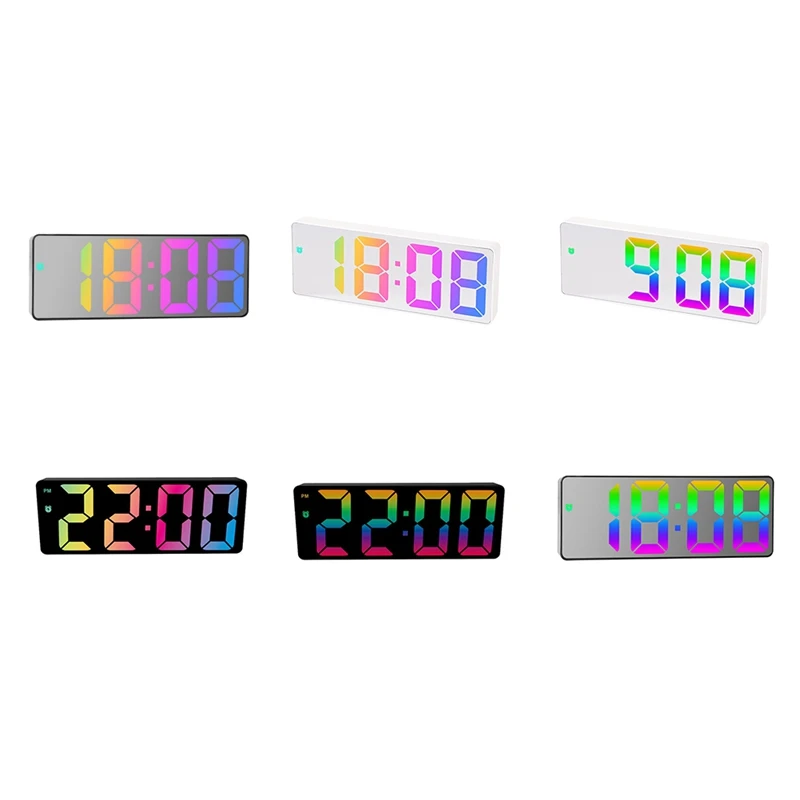 Led Screen Display Modern Desktop Clock For Home (black Shel