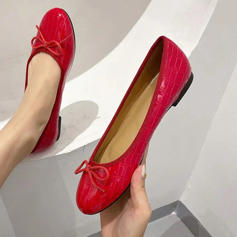 

Женские однотонные туфли на плоской подошве, с круглым носком