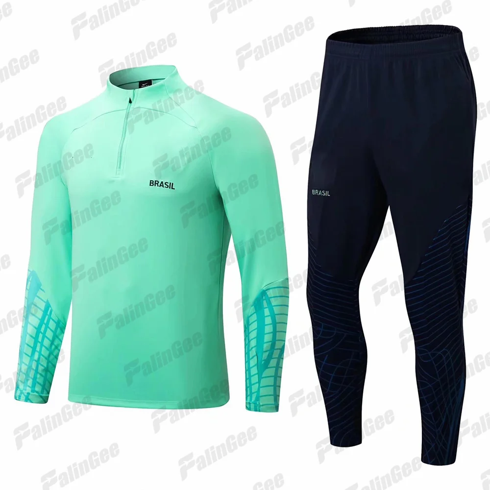 

22/23 Brazil Half Zipper Football Training Suit Adult Long Sleeve Soccer Tracksuit Original Sportswear Sets Jacket Jogging Kits