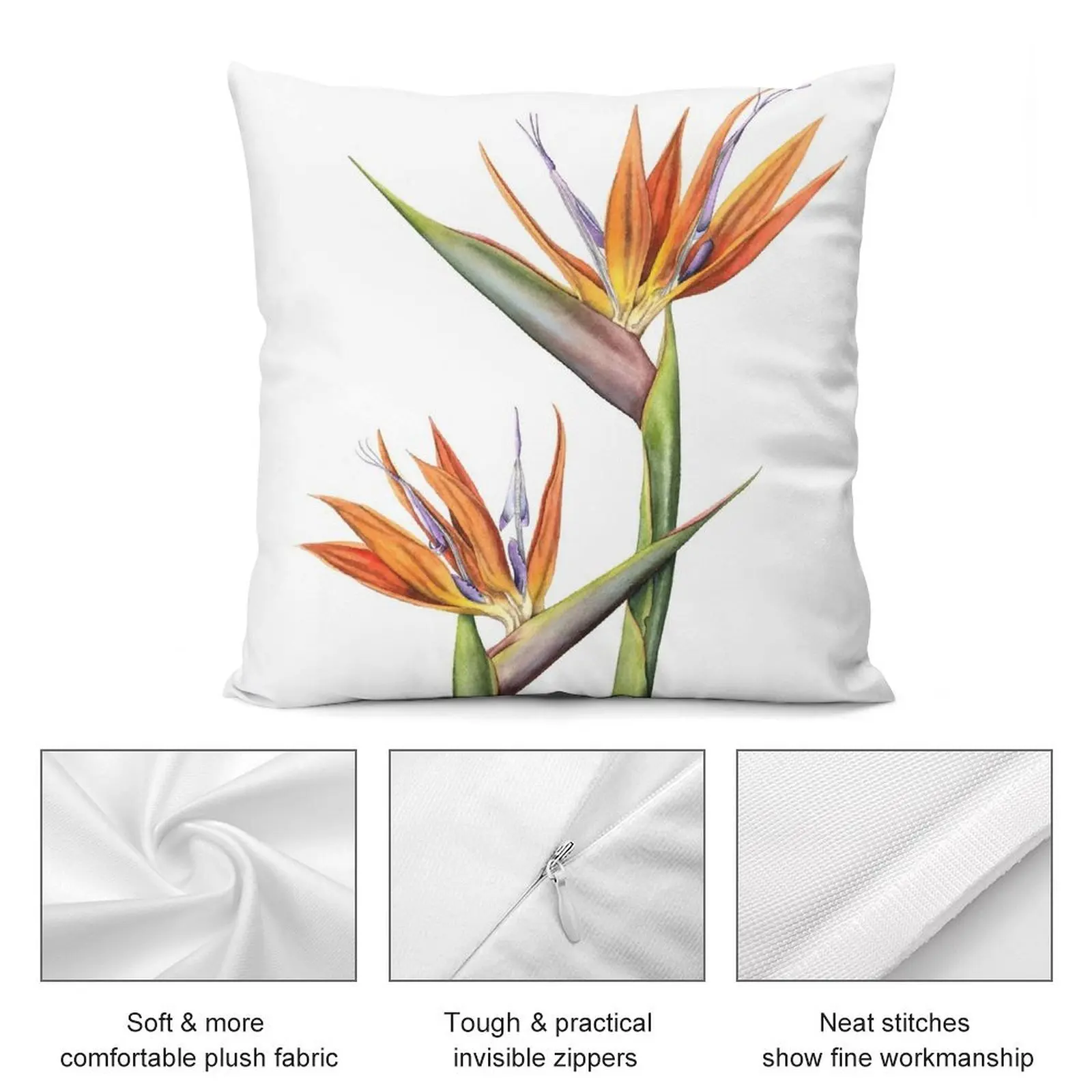 Птица рая цветок (Strelitzia reginae) диванная подушка Роскошные диванные подушки