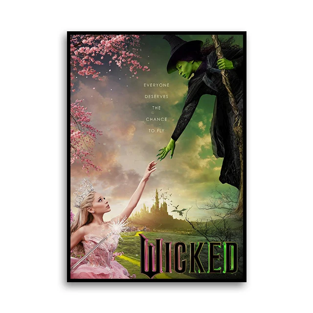 Wicked Movie Canvas Wall Art Print Плакат lphaba Glinda Ariana Grande Fan Декоративная картина Домашний декор Подарок Подарок без рамы