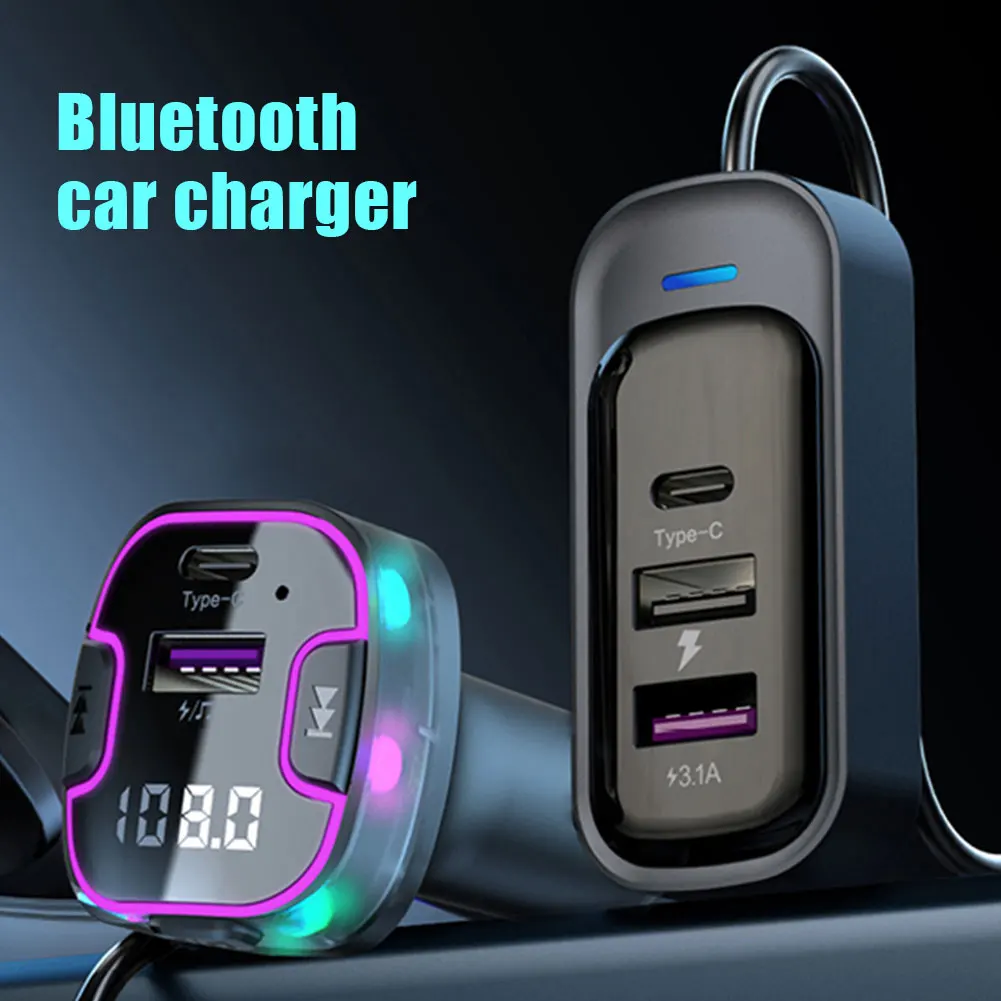 Автомобильное зарядное устройство, адаптер для быстрой зарядки прикуривателя, Bluetooth 5,3, USB Тип C, быстрое зарядное устройство PD QC3.0 для Iphone, Samsung, Xiaomi