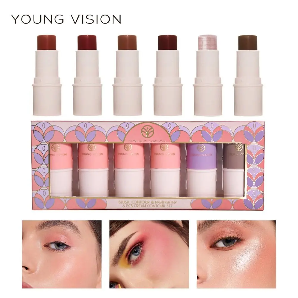 

New Solid Face Blusher Tint Smooth Highlight 6 Colors Natural Cheek Rouge Facial Blush Stick
